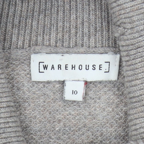 Warehouse Women's Grey Roll Neck Pullover Jumper Size 10