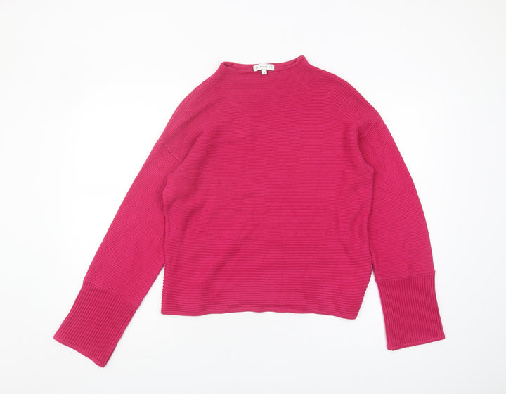 Warehouse Women's Pink High Neck Jumper Size 10