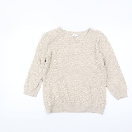 CC Women's Beige Cable-Knit Pullover Jumper - L