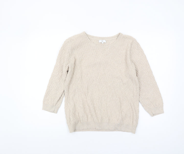 CC Women's Beige Cable-Knit Pullover Jumper - L