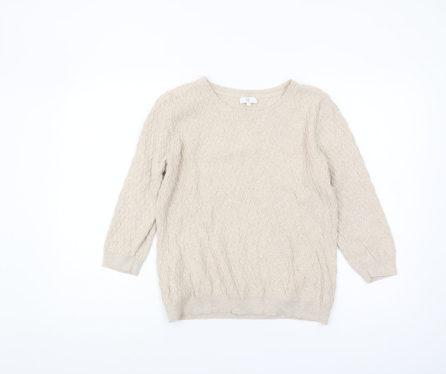 CC Women's Beige Cable-Knit Pullover Jumper - L
