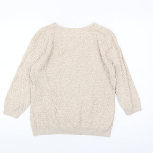 CC Women's Beige Cable-Knit Pullover Jumper - L