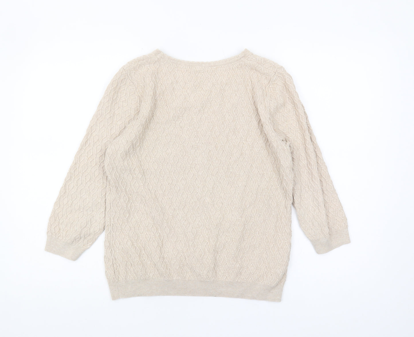 CC Women's Beige Cable-Knit Pullover Jumper - L