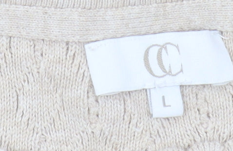 CC Women's Beige Cable-Knit Pullover Jumper - L