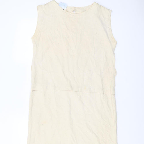 Wallis Beige Silk Shift Dress, UK 10, Women's Vintage