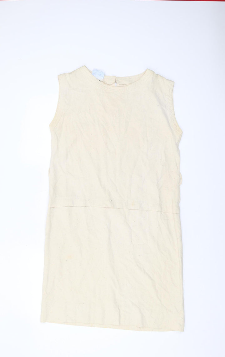 Wallis Beige Silk Shift Dress, UK 10, Women's Vintage