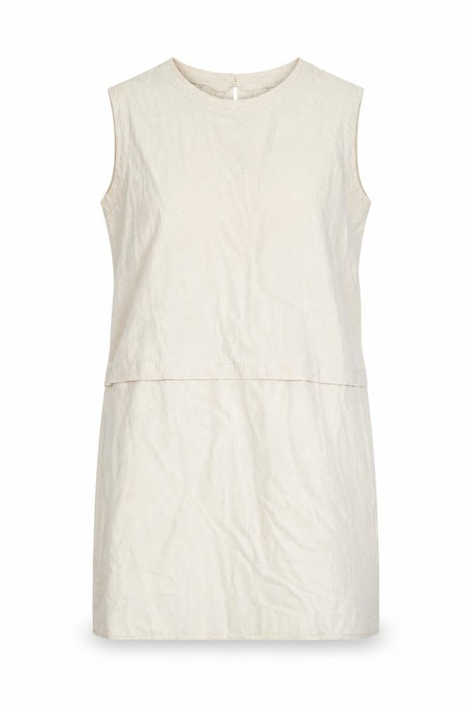 Front view of Wallis Beige Silk Shift Dress, UK 10, Women's Vintage