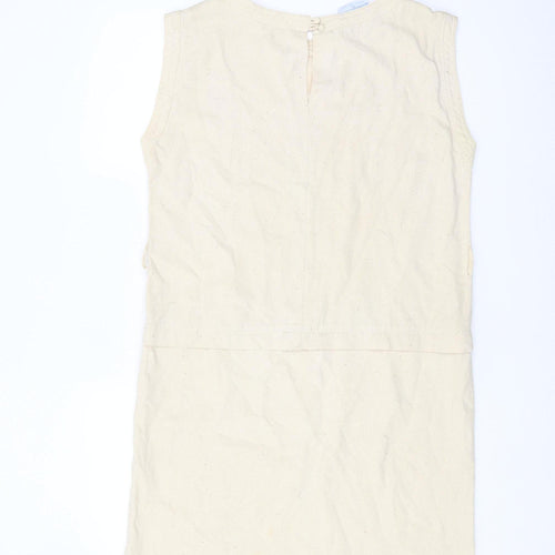 Wallis Beige Silk Shift Dress, UK 10, Women's Vintage