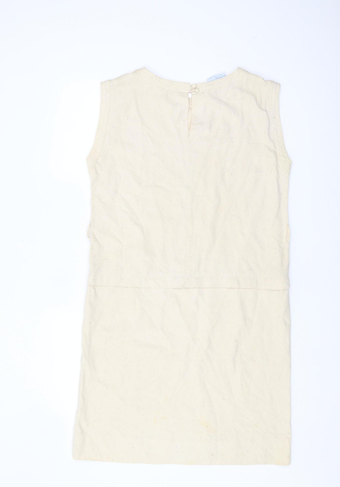 Wallis Beige Silk Shift Dress, UK 10, Women's Vintage