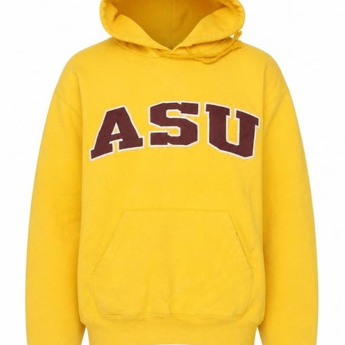 Champion Yellow Unisex Pullover Hoodie, S, Casual Sportswear