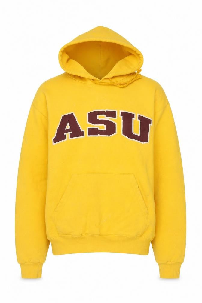 Champion Yellow Unisex Pullover Hoodie, S, Casual Sportswear