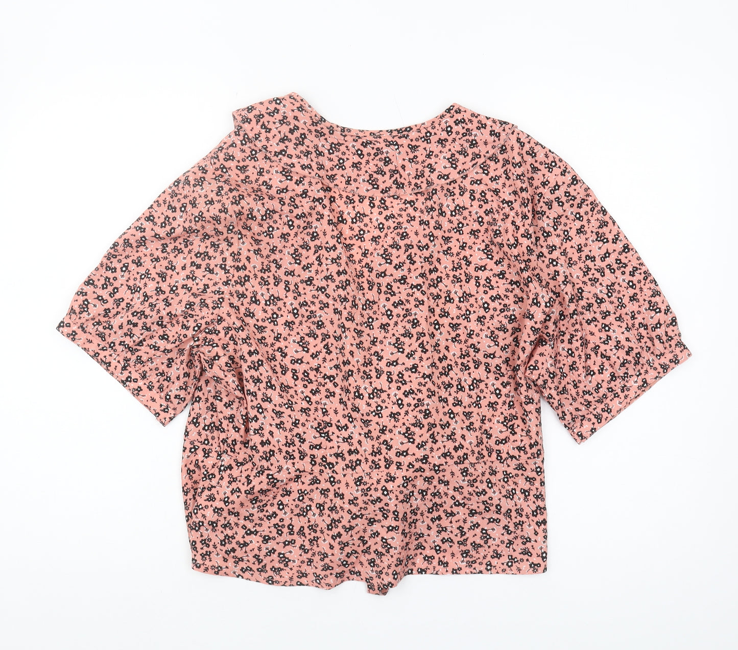 New Look Pink Floral Wrap Blouse, Size 18, Women's