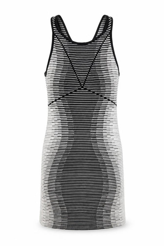 Front view of BCBGeneration Women’s Black White Striped Tank Dress XS