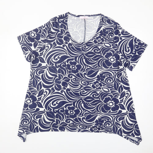 Julipa Women's Blue Floral V-Neck Top Size 22