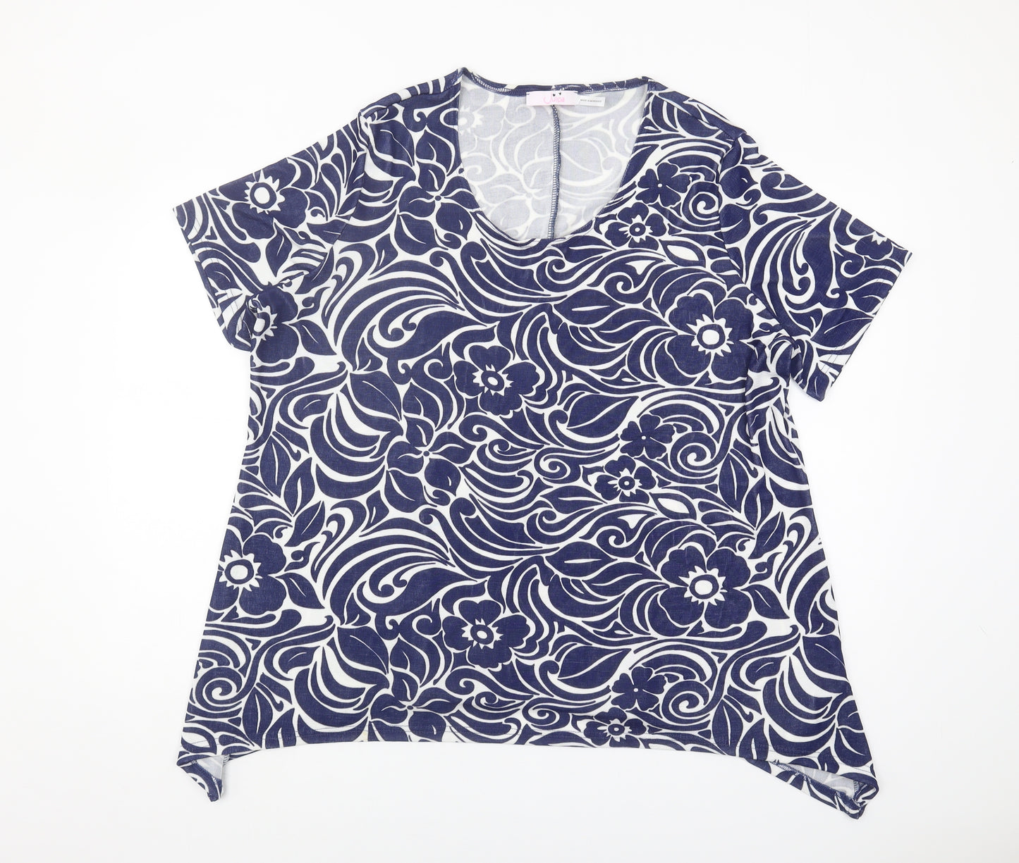 Julipa Women's Blue Floral V-Neck Top Size 22