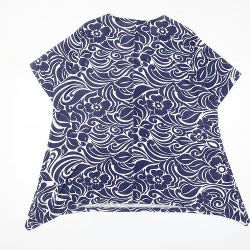 Julipa Women's Blue Floral V-Neck Top Size 22