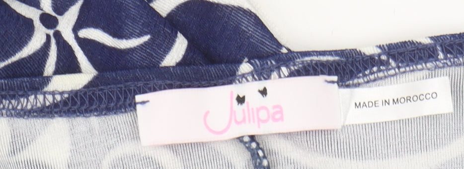 Julipa Women's Blue Floral V-Neck Top Size 22