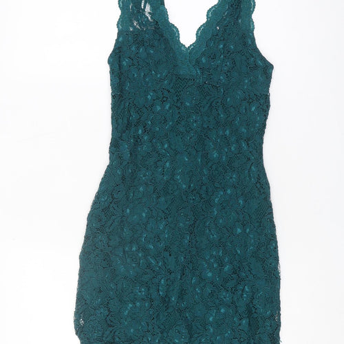 Topshop Green Lace Bodycon Dress - Size 6, Party Ready!
