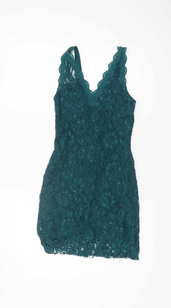 Topshop Green Lace Bodycon Dress - Size 6, Party Ready!