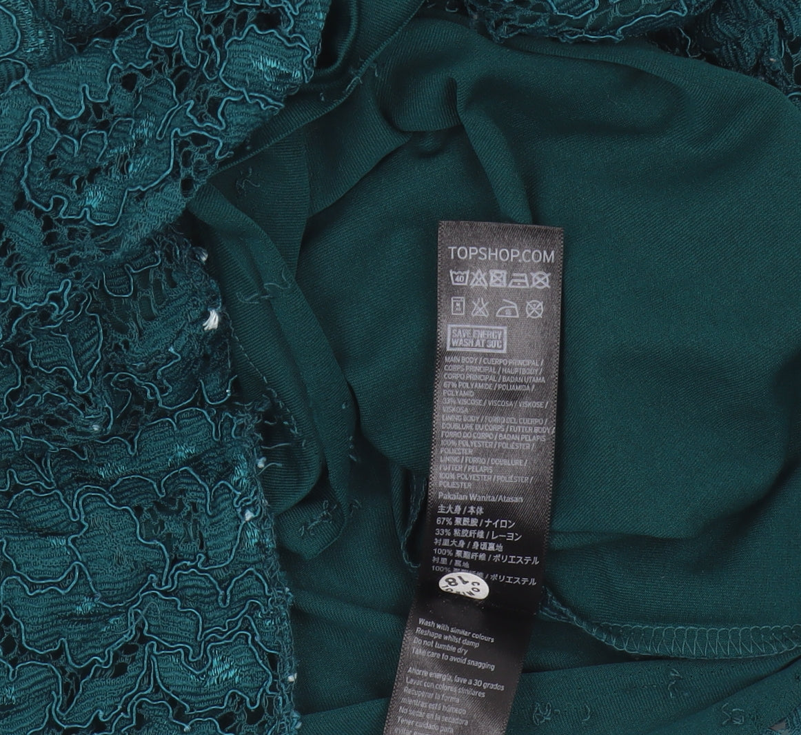 Topshop Green Lace Bodycon Dress - Size 6, Party Ready!