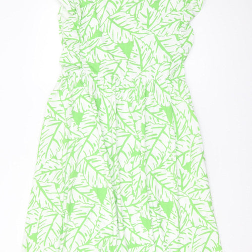 Next Women's Green White Dress Size 14 Geometric