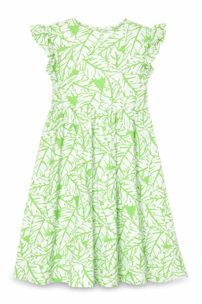 Front view of Next Women's Green White Dress, size 14, Geometric