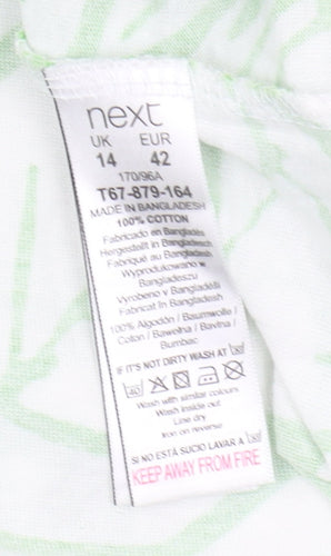 Next Women's Green White Dress Size 14 Geometric