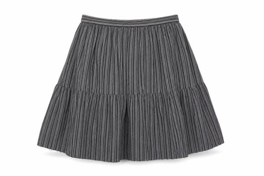 Front view of Topshop Women's Black Striped Peasant Skirt, size 10