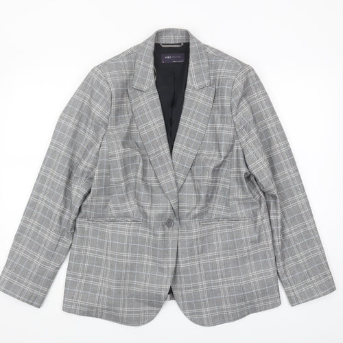 Marks and Spencer Grey Blazer, Women's Size 16, Plaid