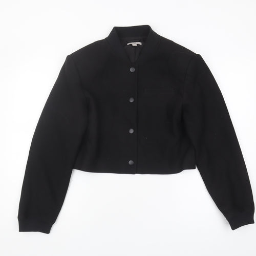 H&M Women's Black Bomber Jacket Size S - Collar Casual