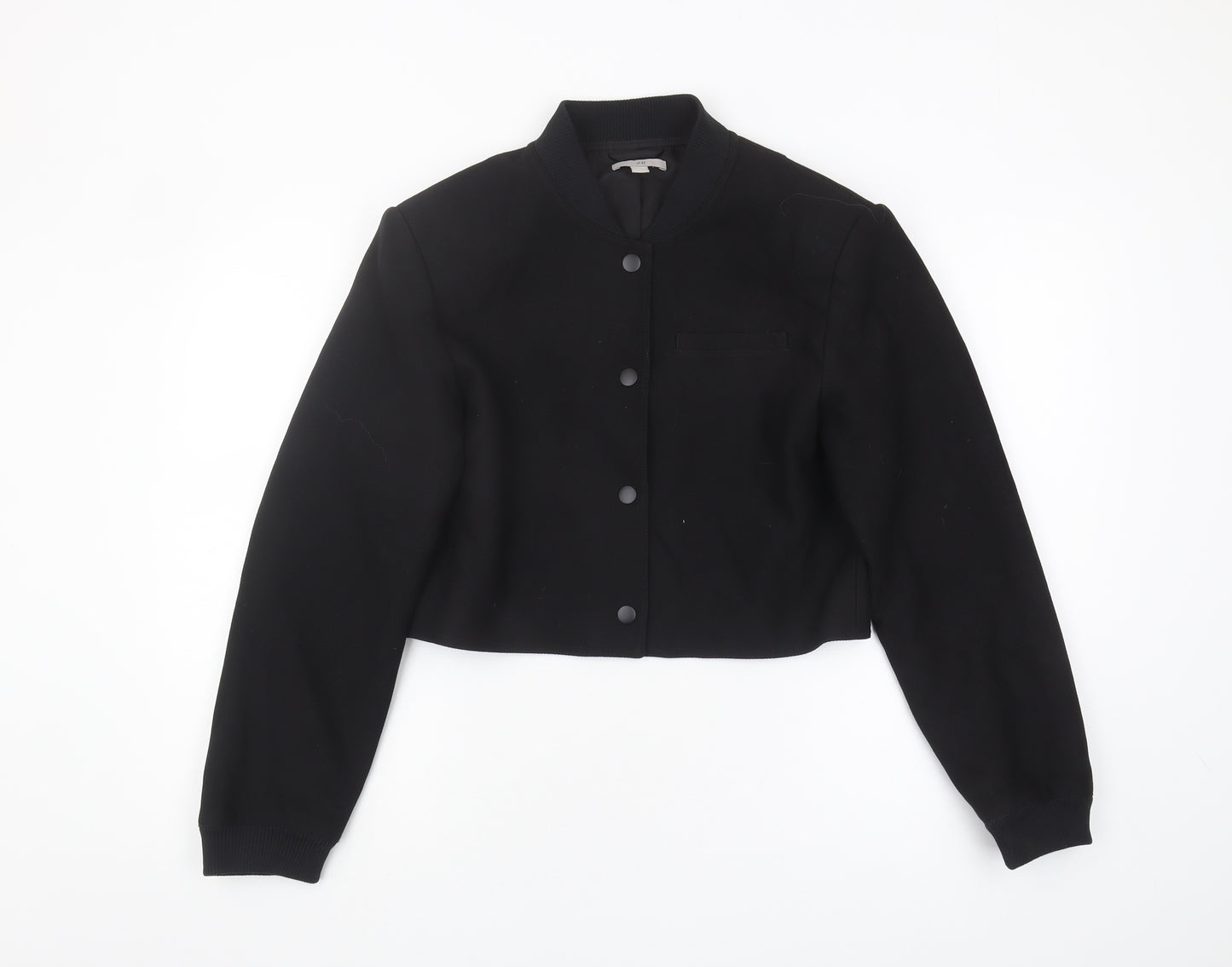 H&M Women's Black Bomber Jacket Size S - Collar Casual