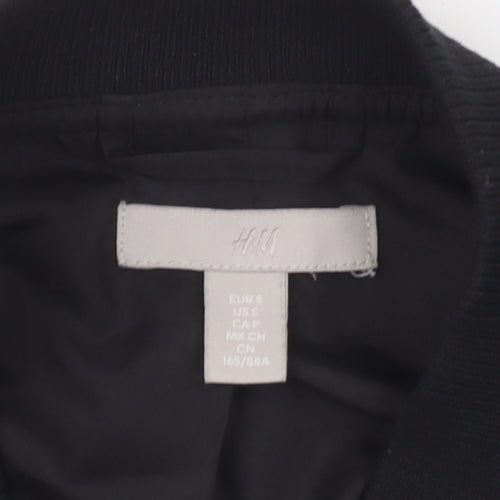 H&M Women's Black Bomber Jacket Size S - Collar Casual