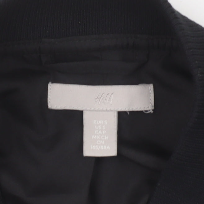 H&M Women's Black Bomber Jacket Size S - Collar Casual