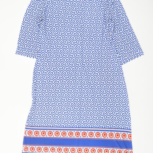 Donna Morgan Women's Blue Geometric Dress Size 16