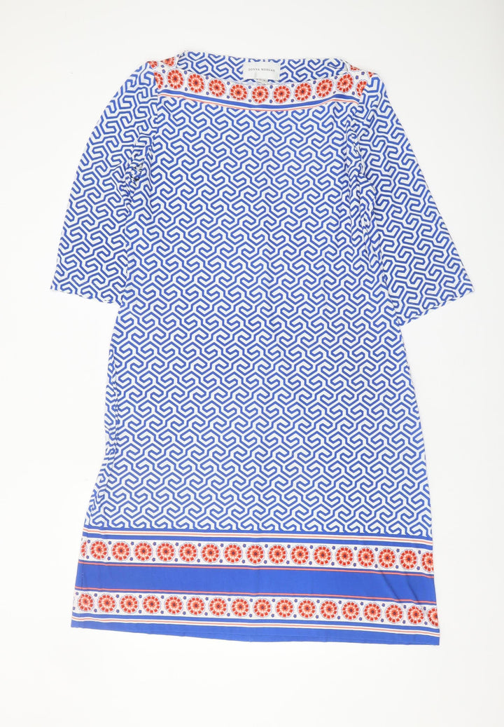 Donna Morgan Women's Blue Geometric Dress Size 16