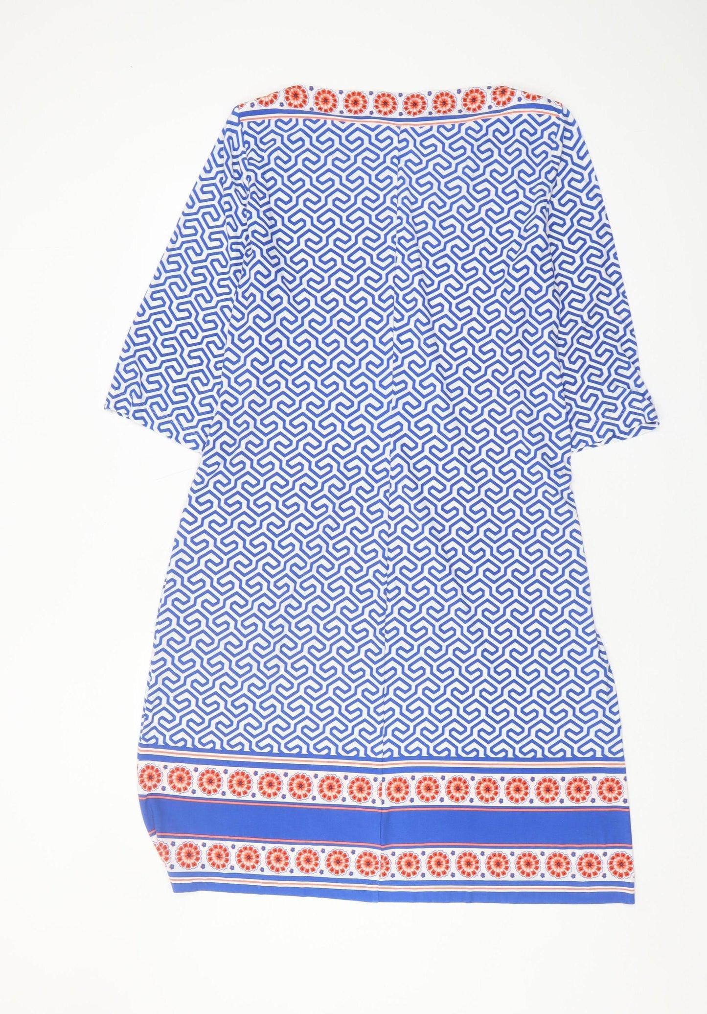 Donna Morgan Women's Blue Geometric Dress Size 16