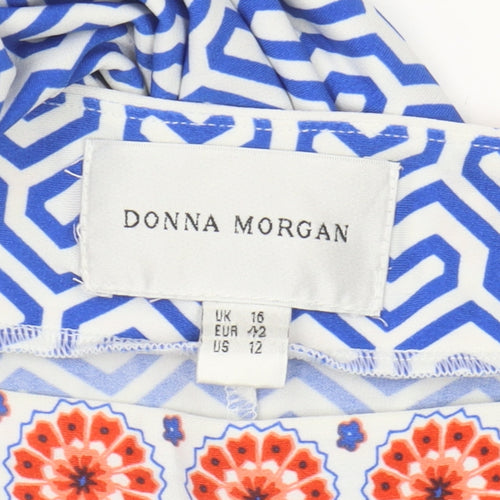 Donna Morgan Women's Blue Geometric Dress Size 16