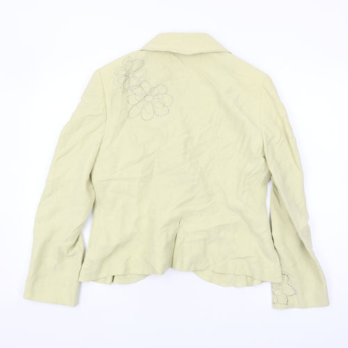 Kaliko Women’s Ivory Floral Silk Linen Blazer UK 14