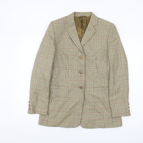 Marks and Spencer Women's Green Blazer, Size 10, Wool, Check