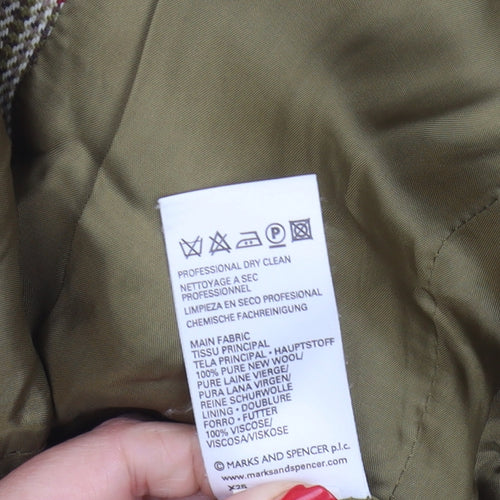 Marks and Spencer Women's Green Blazer, Size 10, Wool, Check