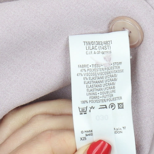 Marks and Spencer Women's Pink Blazer Size 14 Classic Fit