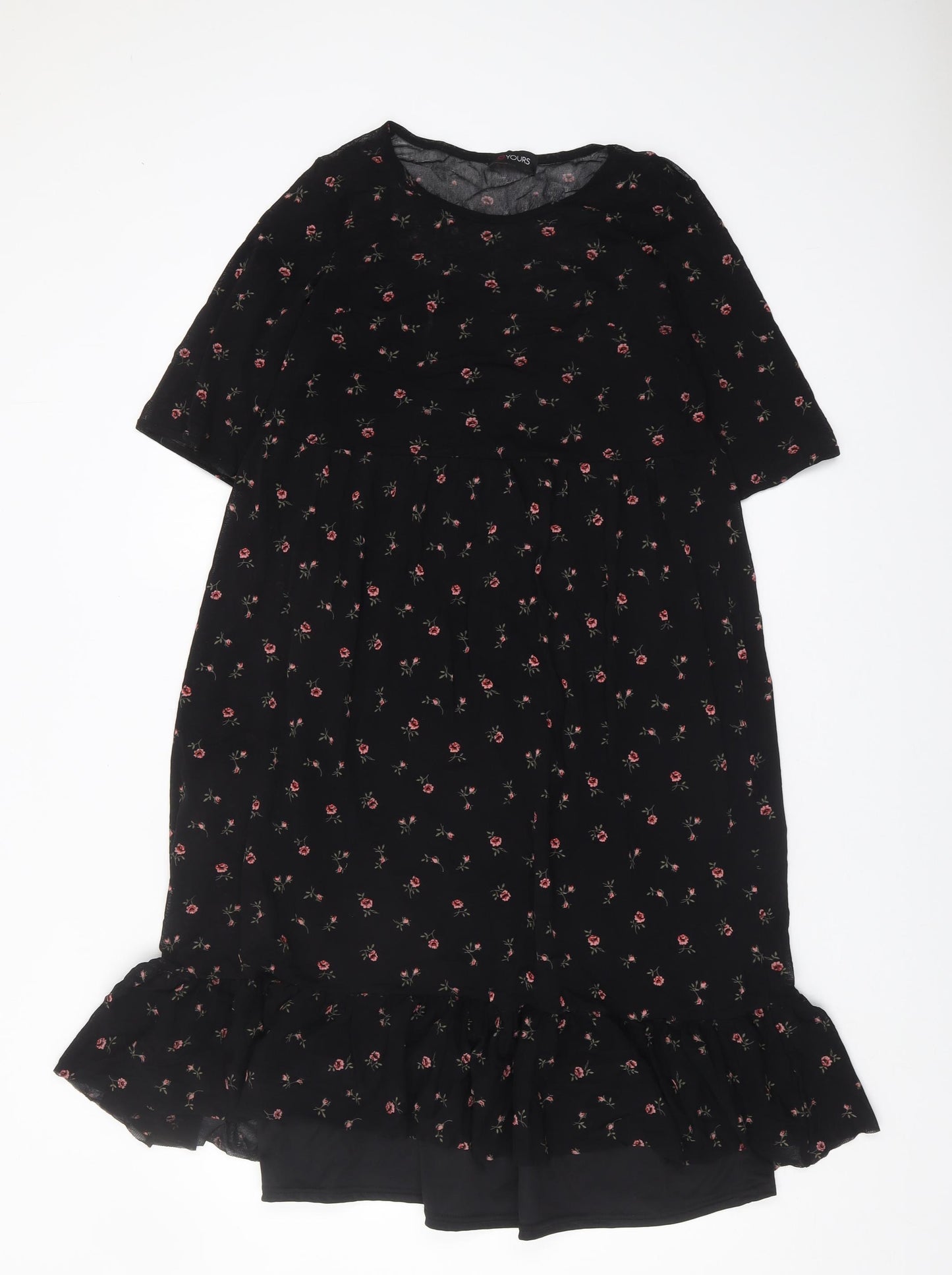 Yours Clothing Women's Black Floral Dress Size 16