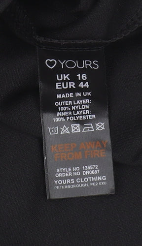 Yours Clothing Women's Black Floral Dress Size 16