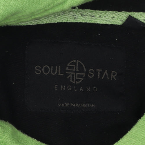 Soul Star Men's Black & Green Hoodie M - Pullover Style