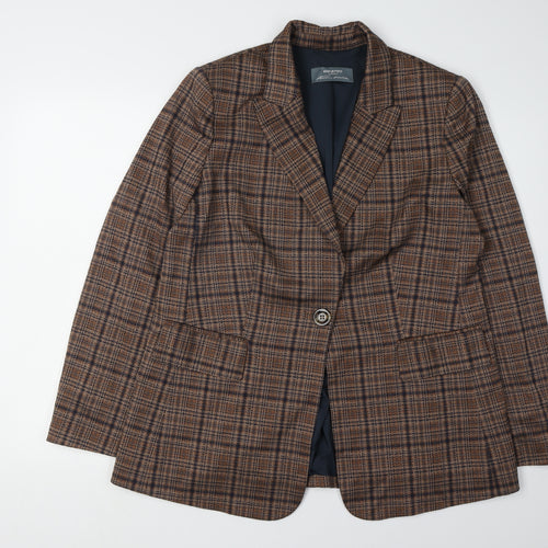 Elena Miro Women's Brown Plaid Blazer UK 14