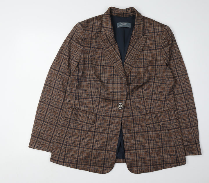 Elena Miro Women's Brown Plaid Blazer UK 14