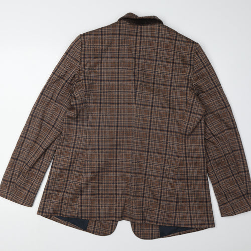 Elena Miro Women's Brown Plaid Blazer UK 14