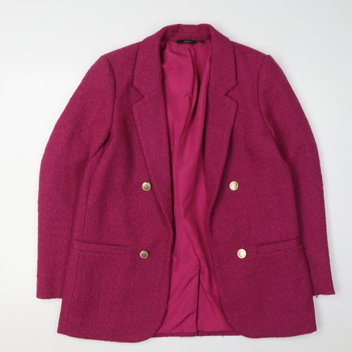 Next Women's Pink Bouclé Blazer, Size 12, Double-Breasted