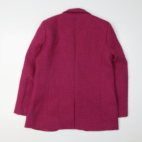 Next Women's Pink Bouclé Blazer, Size 12, Double-Breasted