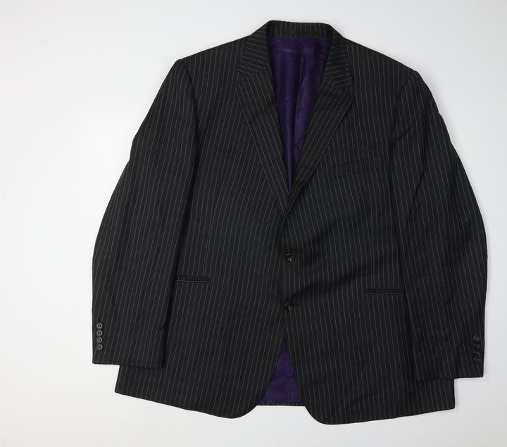 Marks and Spencer Men's Black Wool Blazer, Size 48R, Striped